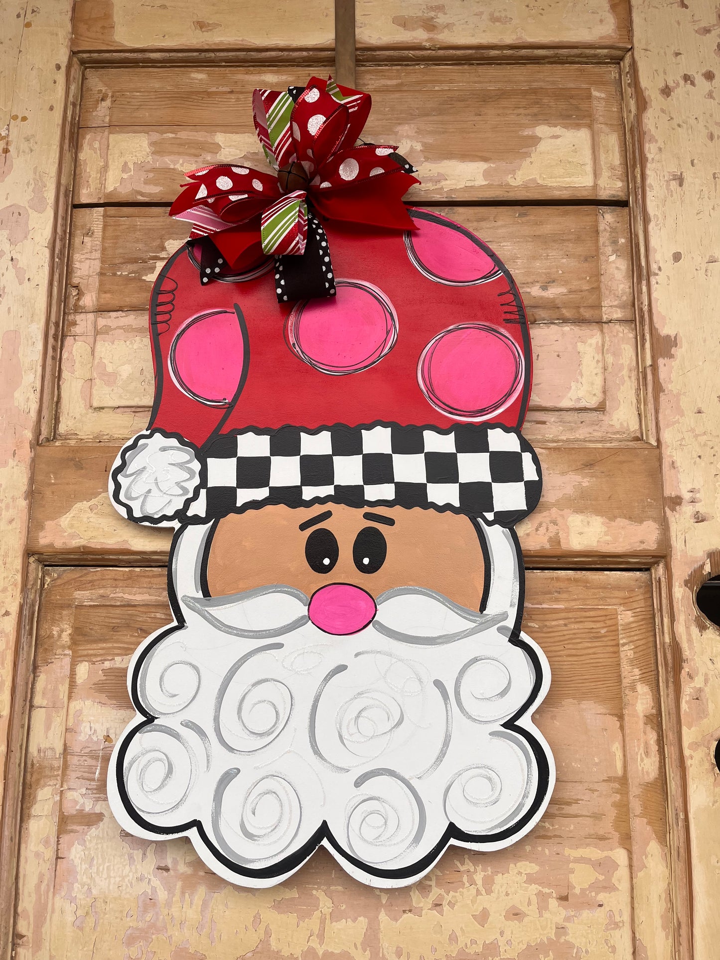 blk and white santa door hanger