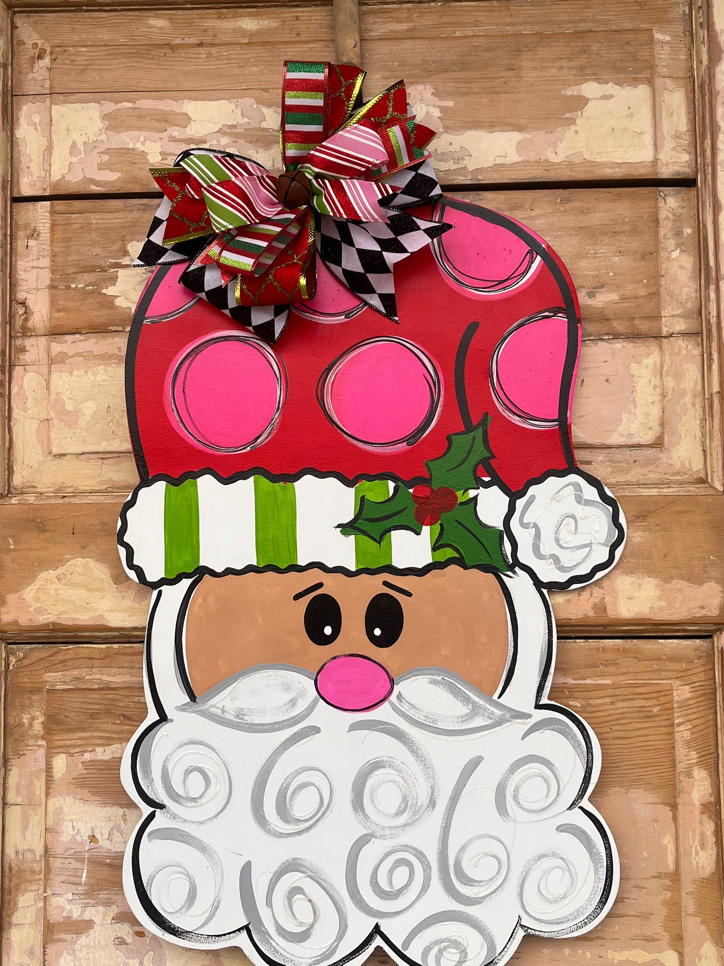 green santa door hanger