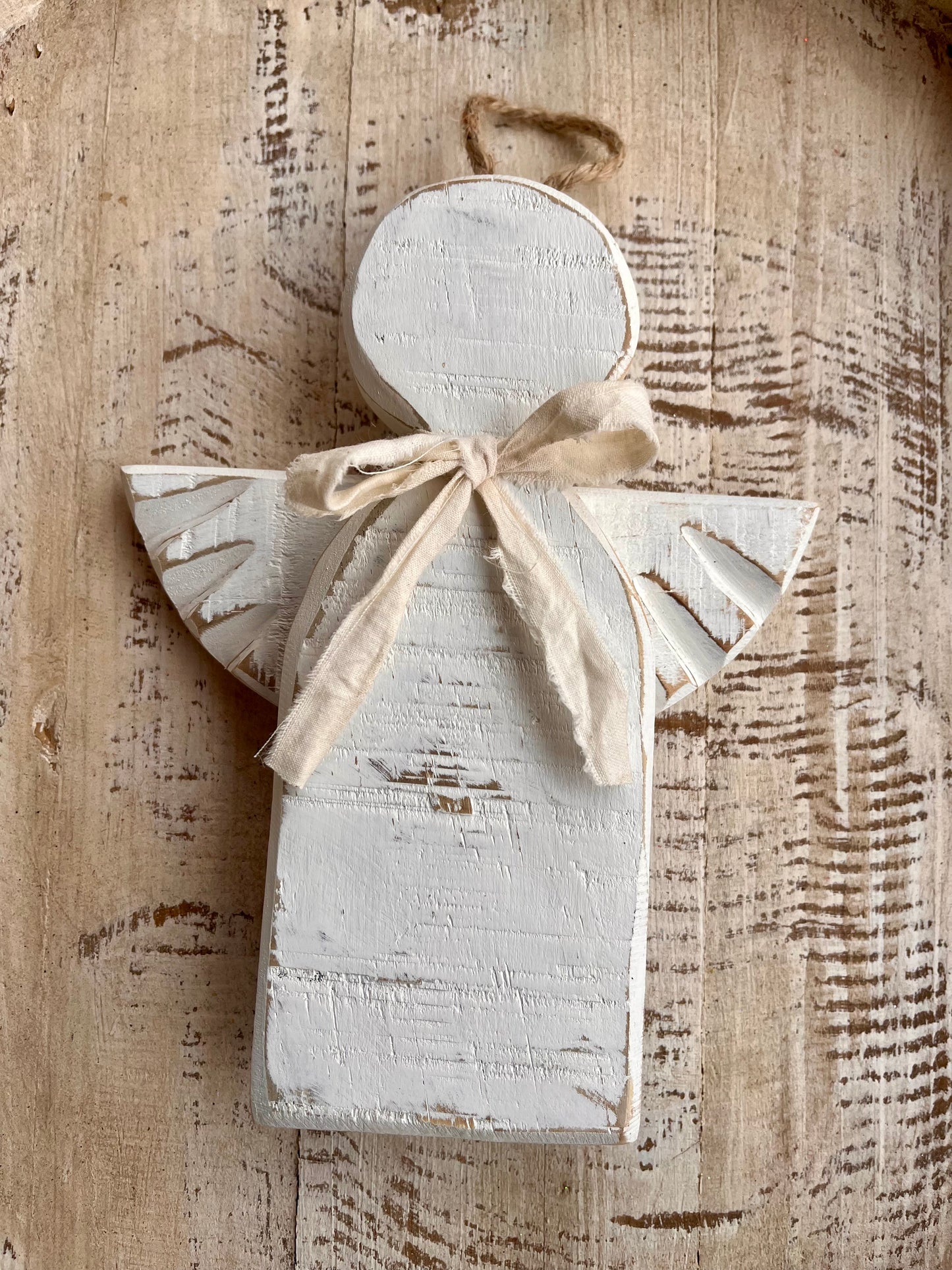 7 inch rustic angel ornament, handmade, christmas angel
