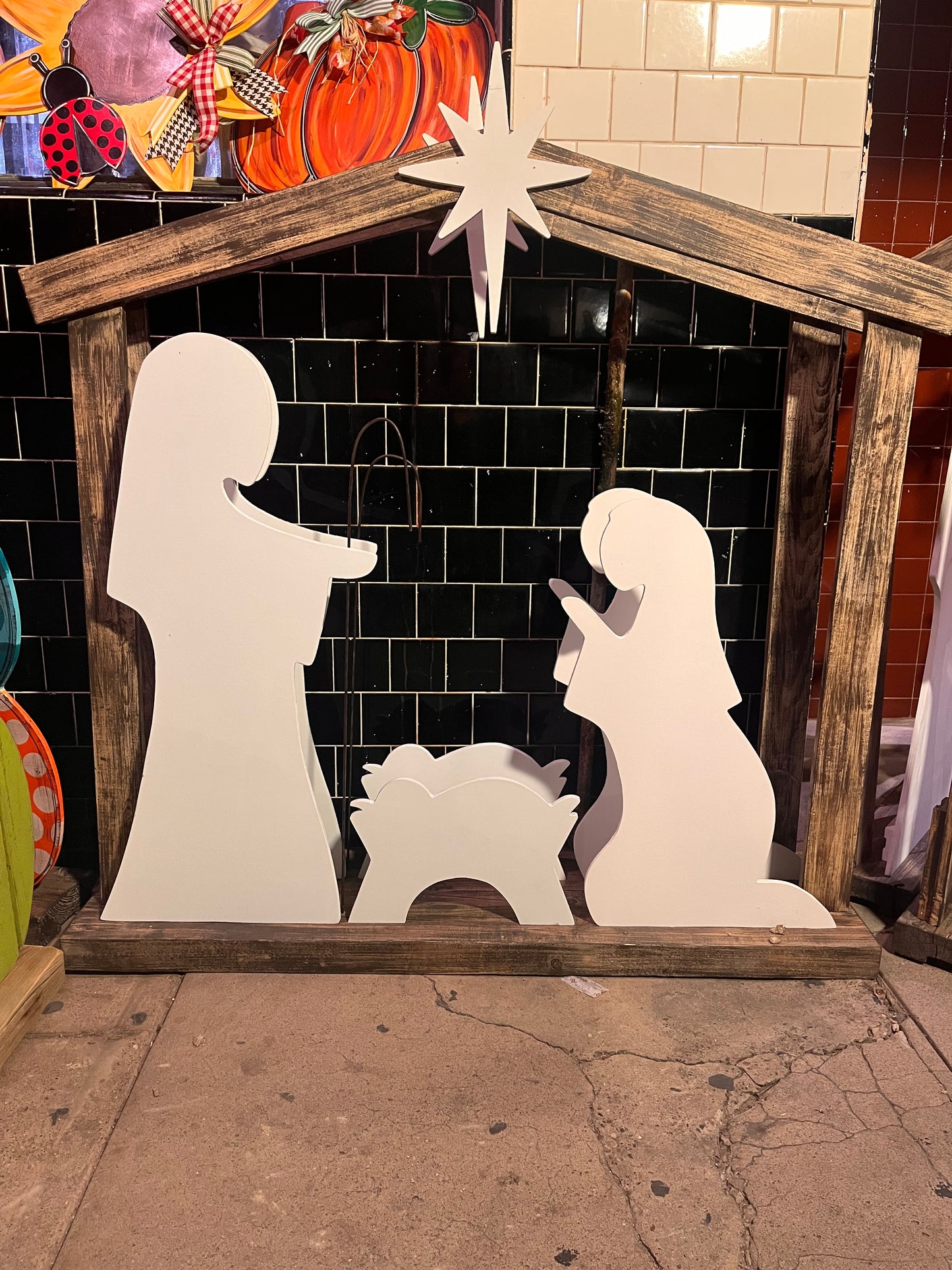 Nativity with donkey and lamb