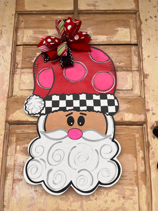 blk and white santa door hanger