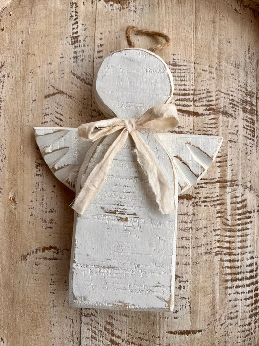 7 inch rustic angel ornament, handmade, christmas angel