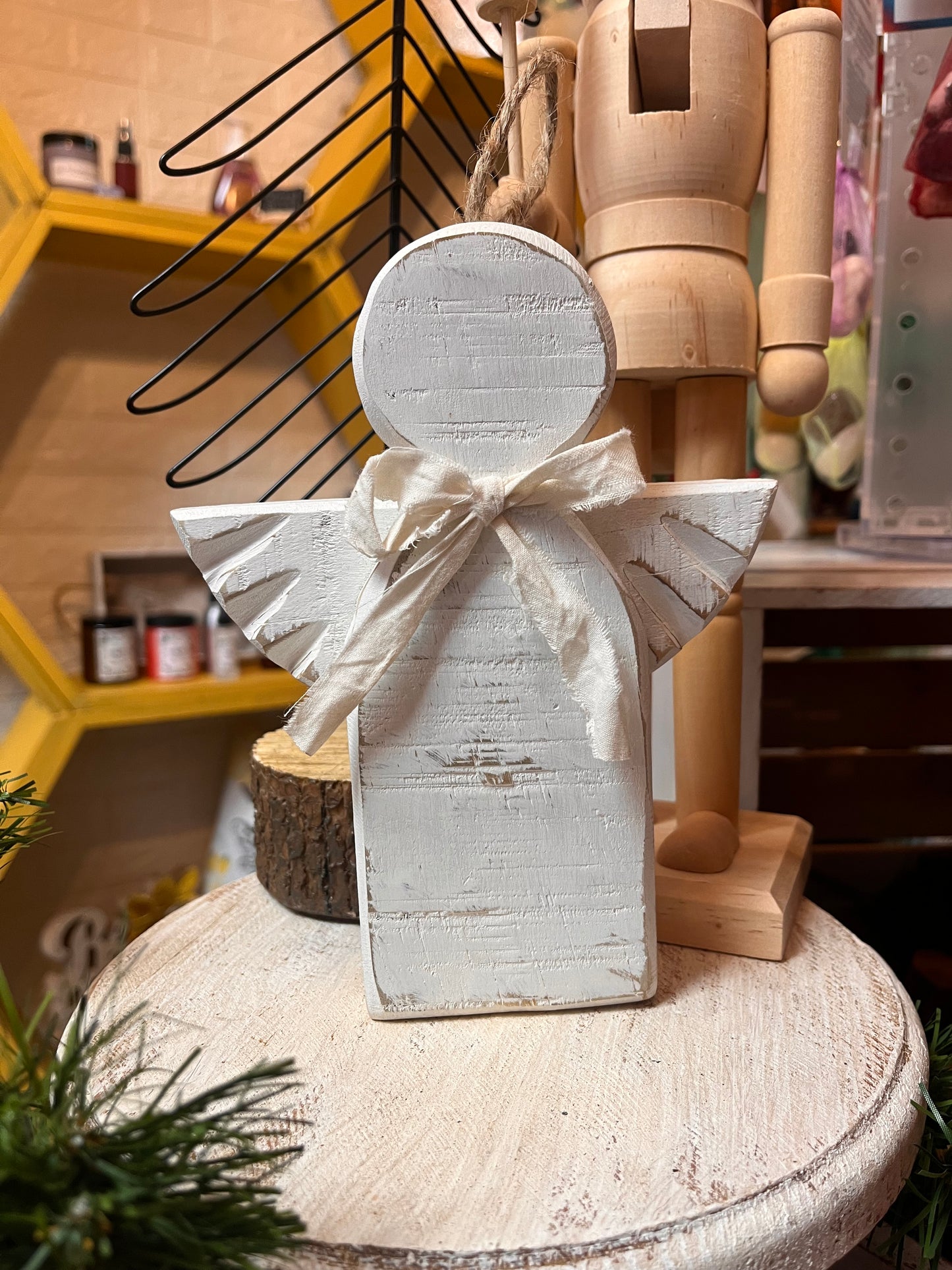 7 inch rustic angel ornament, handmade, christmas angel